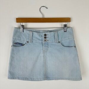 LEI Jeans Light Blue Denim Mini Skirt Y2K Low Rise Size 30